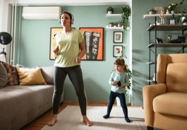 mom and daughter dancing