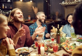 group of friends having dinner