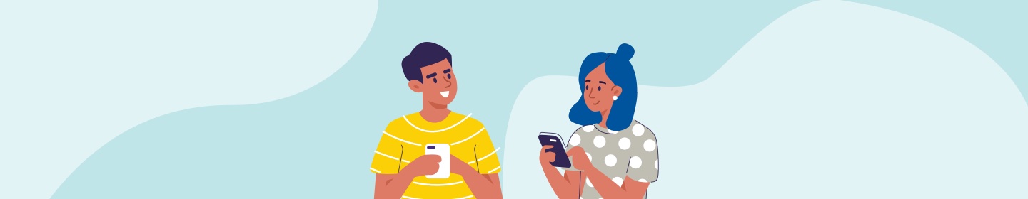 two people using phones illustration